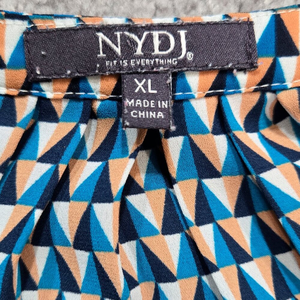 NYDJ Multicolor Triangle Geometric Split Neck Blo… - image 7